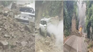 Photo of हिमाचल प्रदेश के ऊना जिले में लगातार 6 घंटे हुई भारी बारिश ने तबाही मचाई पहाड़ी से चलती कार पर गिरे पत्थर, भड़की आग, चालक ने भागकर बचाई जान